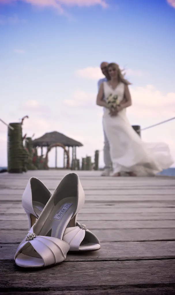 Beachfront wedding setting at Saletoga Sands